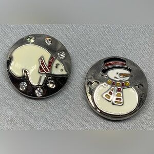 💗Snowman & Polar Bear - Ginger Snaps & Co. Snap Button Charms Set of 2